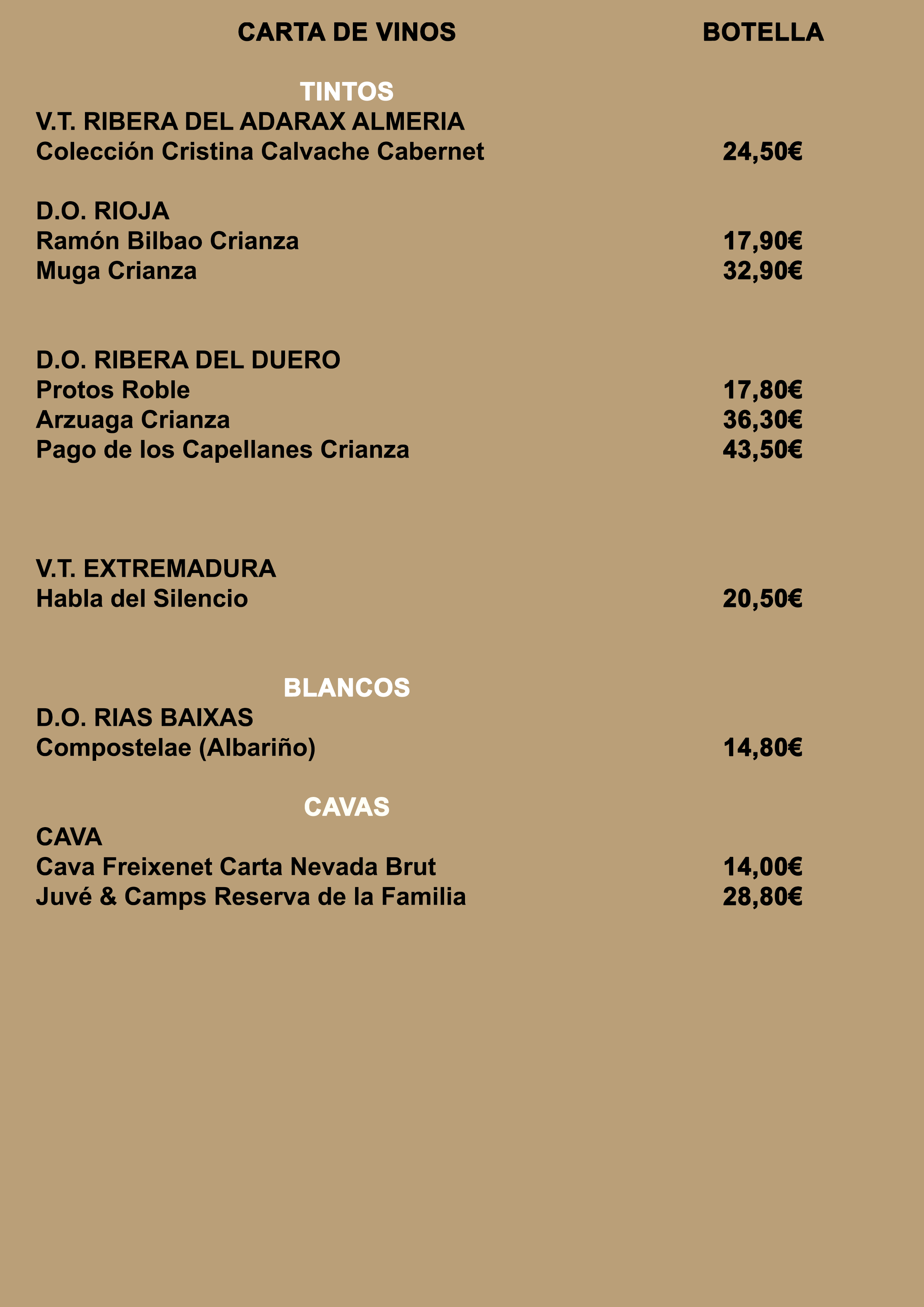 CARTA VINOS CARTA WEB